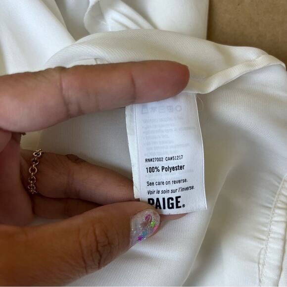 PAIGE Anguilla Ruffle Yoke Matte Satin Blouse - Picture 9 of 9